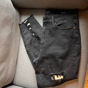 Distressed Judy Blue Black Jeans With Leopard Detail